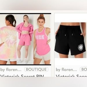 Victoria’s Secret PINK Tee Shirt Racerback Tank Shorts Outfit Set